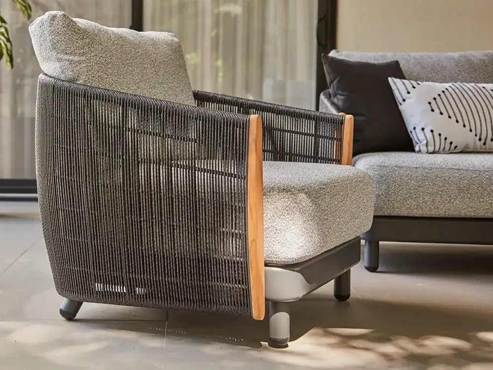 Fauteuil de jardin Moment gris avec structure en cordes Artovi.